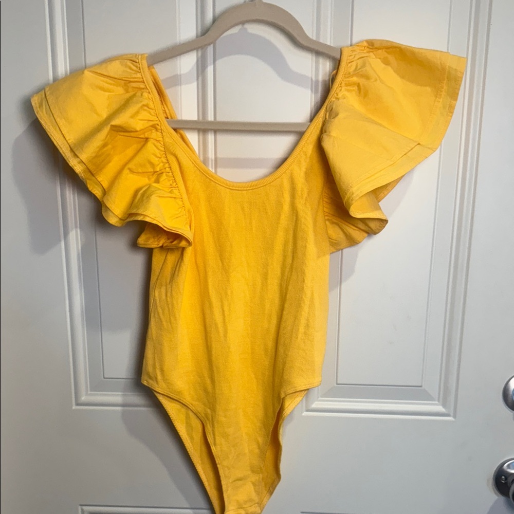 Zara Yellow Ruffled Bodysuit